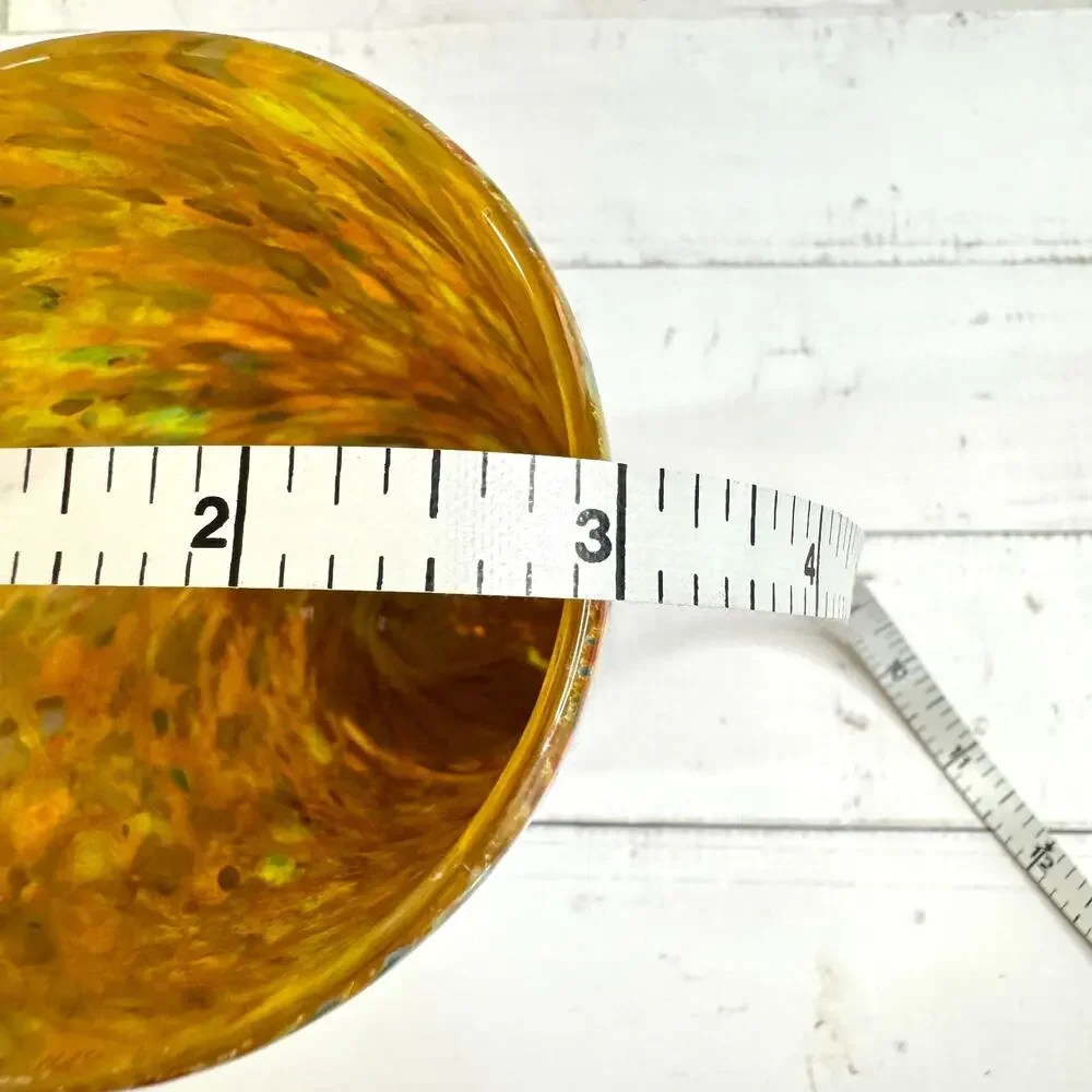 Vintage Hand Blown Art Glass Vase 7” Orange w/Multi Color Confetti Speckled